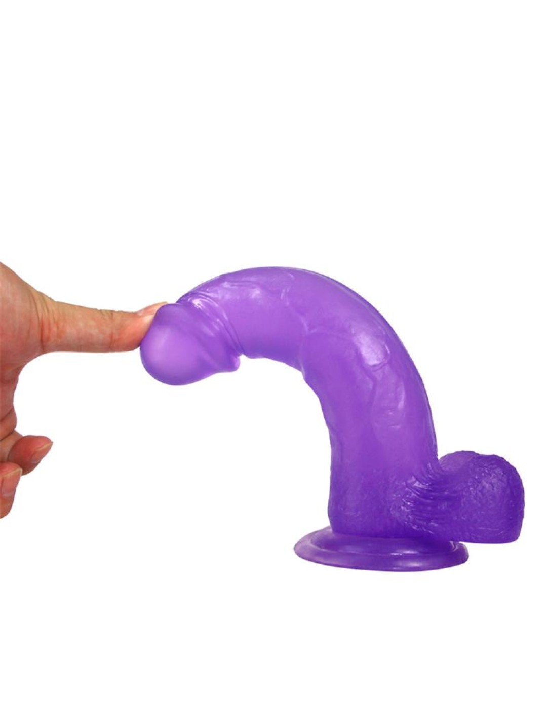 Ρεαλιστικό Dildo με Όρχεις και Βεντούζα Μωβ 20cm