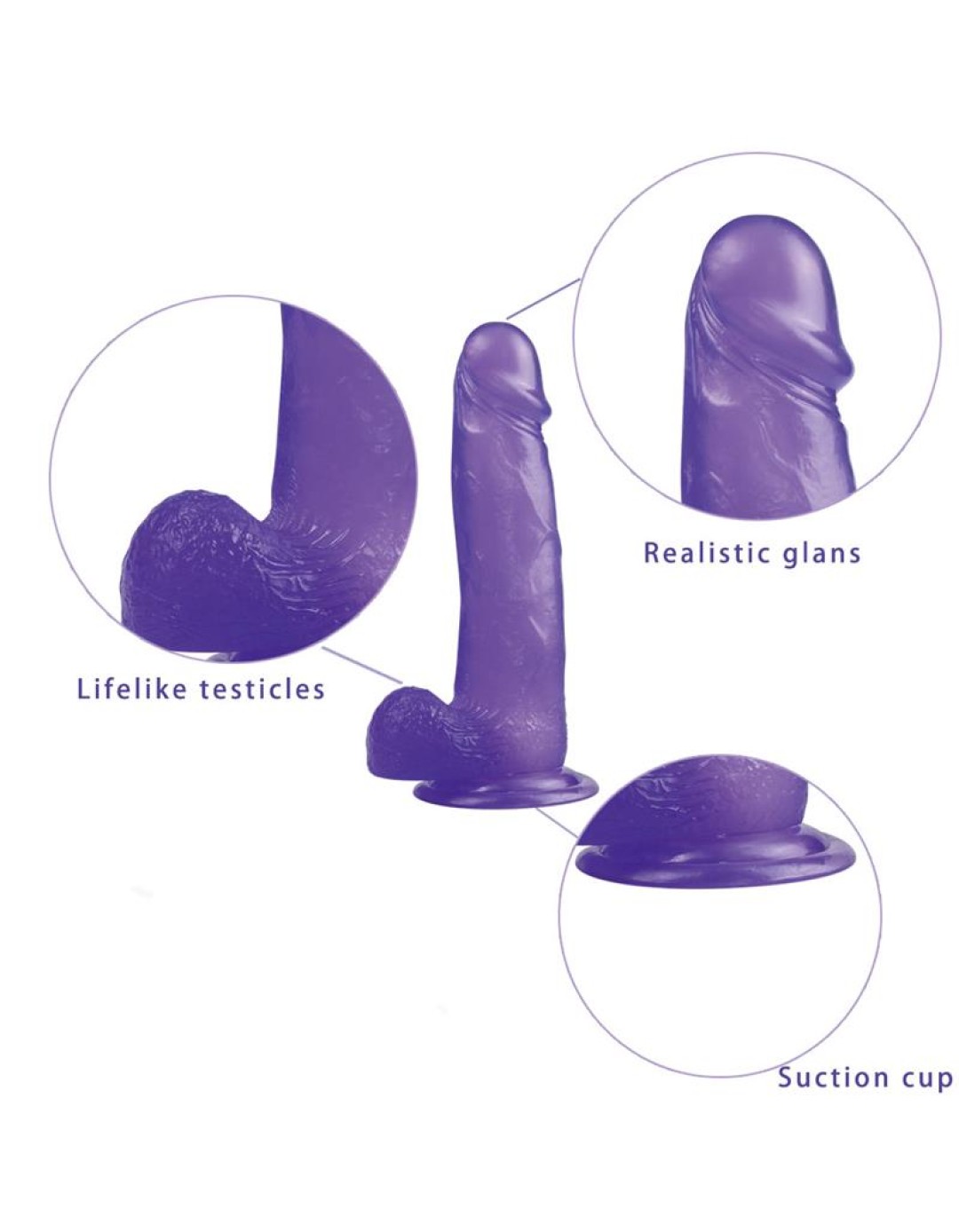 Ρεαλιστικό Dildo με Όρχεις και Βεντούζα Μωβ 20cm